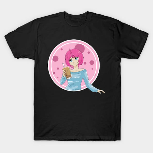 Boba Anime Girl T-Shirt by KAWAIITEE